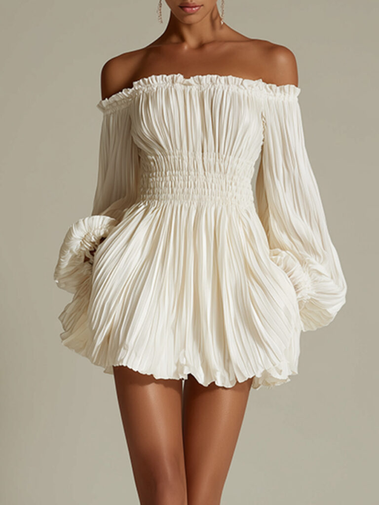The Roxane Off Shoulder Ruched Waist Dress – La Rose Couture Dresses & Gowns