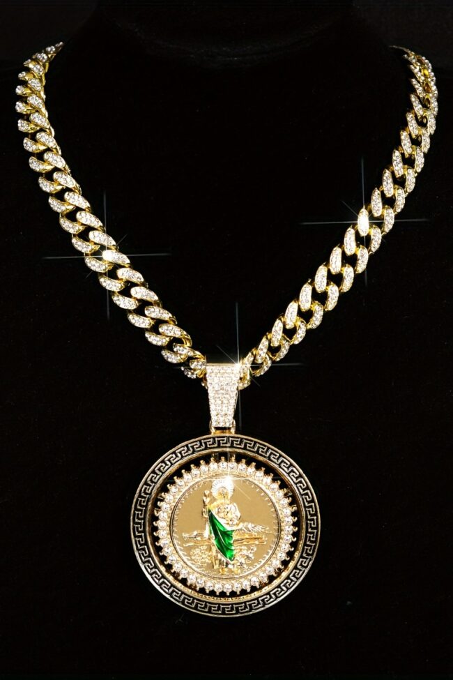 The Agathe Rhinestone Pendant Necklace Hip Hop Style Detail – La Rose Couture Jewellery & Accessories