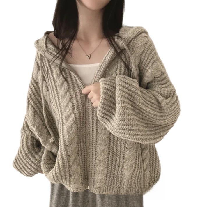 Twisted Retro Hooded Zip-Up Long-Sleeve Jacket - Image 3