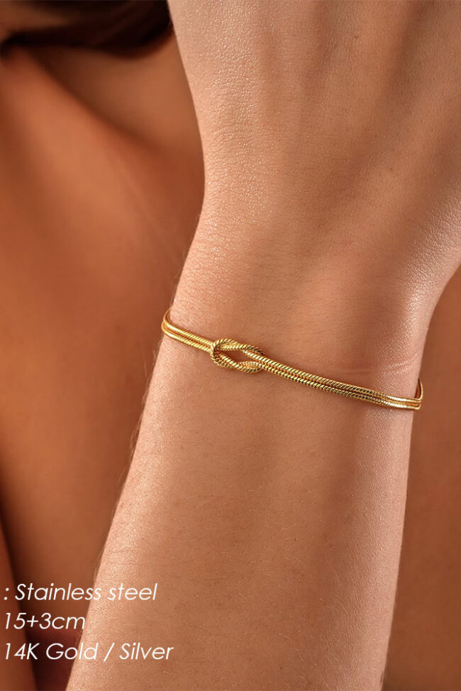 The Genevieve Titanium Steel Non Fading Knotted Snake Bone Bracelet Detail – La Rose Couture Jewellery & Accessories