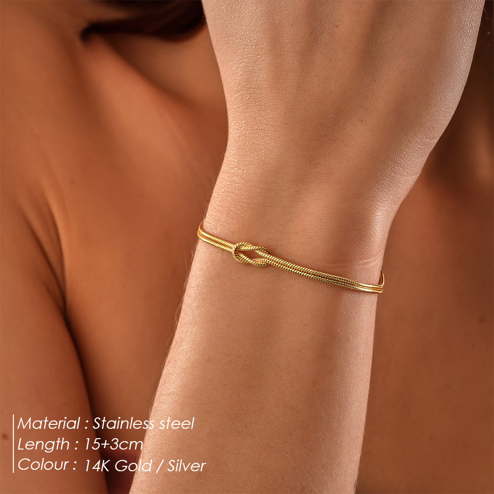 Titanium steel non-fading knotted snake bone bracelet - Image 4