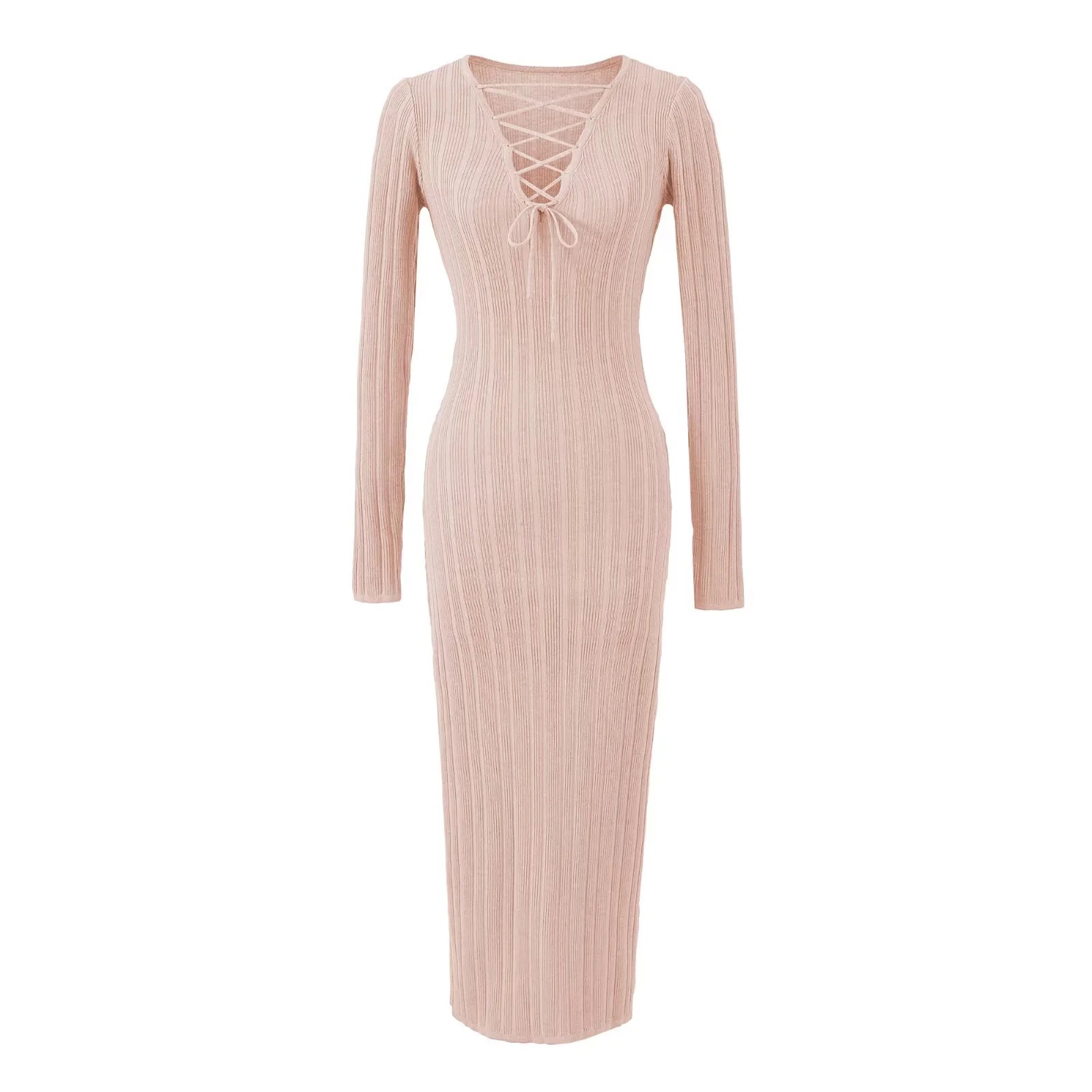 Knit Twist Waist Long Dress - Image 4