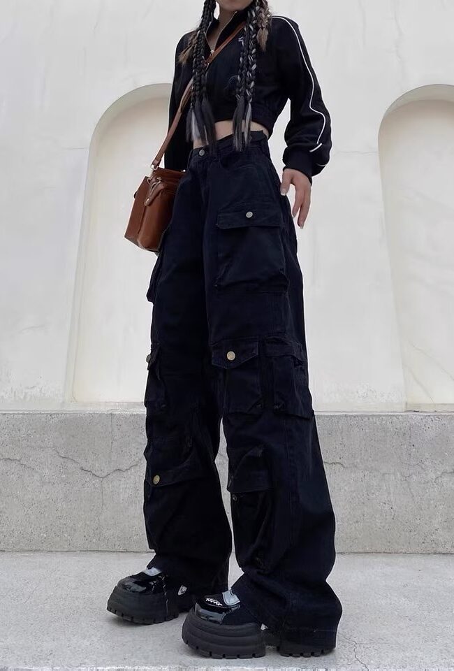 The Pauline Tall American Style Street Wide Leg Cow Pants High Straight Detail – La Rose Couture Trousers & Skirts