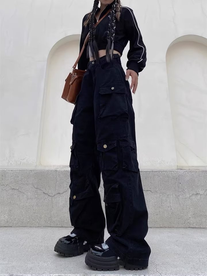Tall American-style Street Wide-leg Cow Pants Women's High Street Straight Pants - Image 4