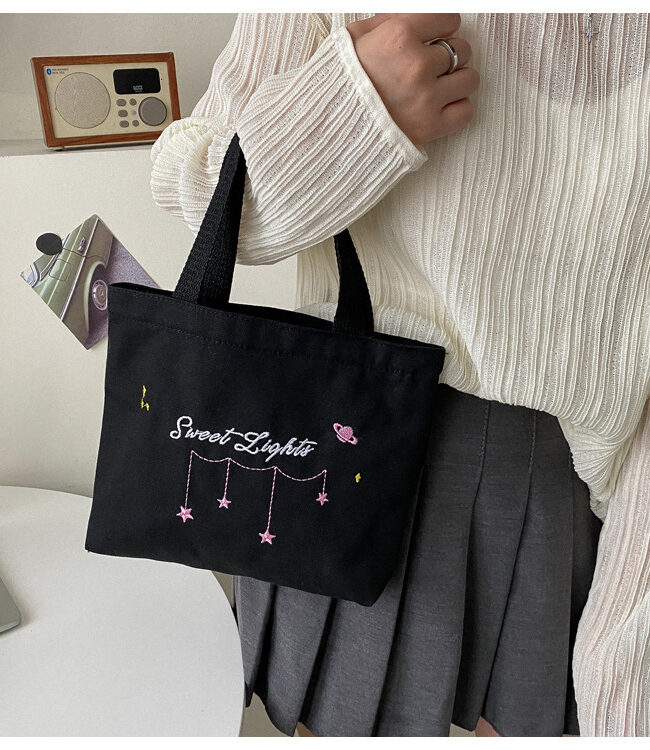 The Hortense Japanese Style Canvas Letter Print Shoulder Bag Detail – La Rose Couture Handbags & Clutches