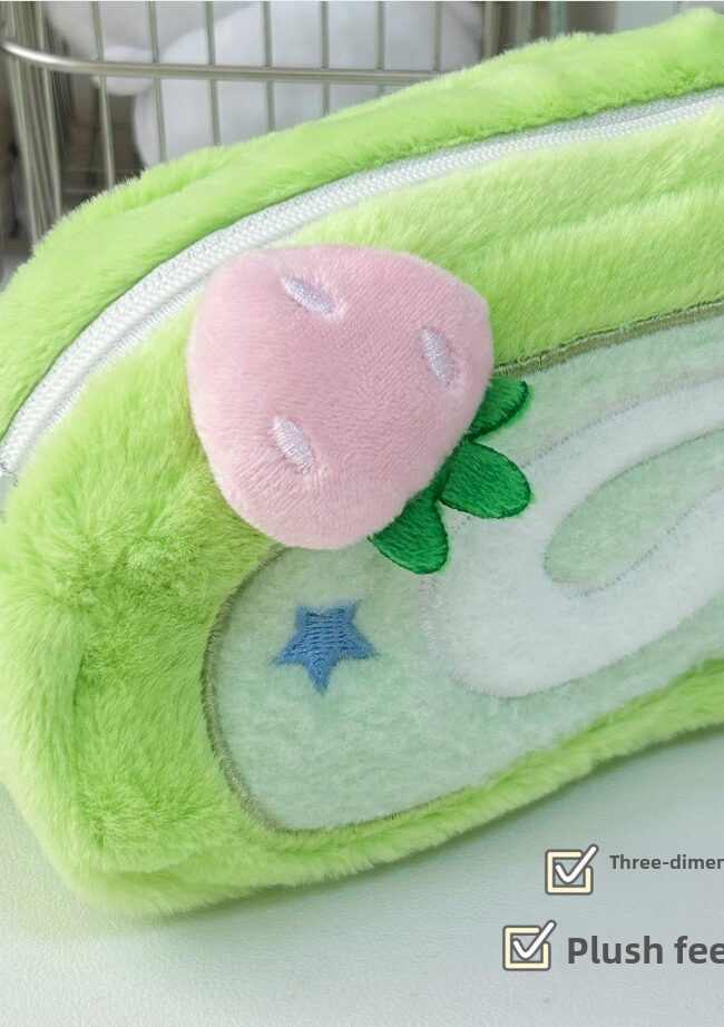 The Jeanne Cute Plush Swiss Roll Large Capacity Makeup Stationery Storage Pouch Detail – La Rose Couture Handbags & Clutches