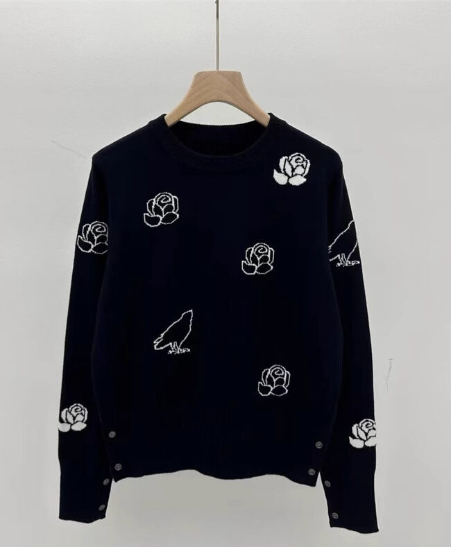 The Carine Fall Winter Round Neck Long Sleeved Knitted Sweater Detail – La Rose Couture Tops & Blouses
