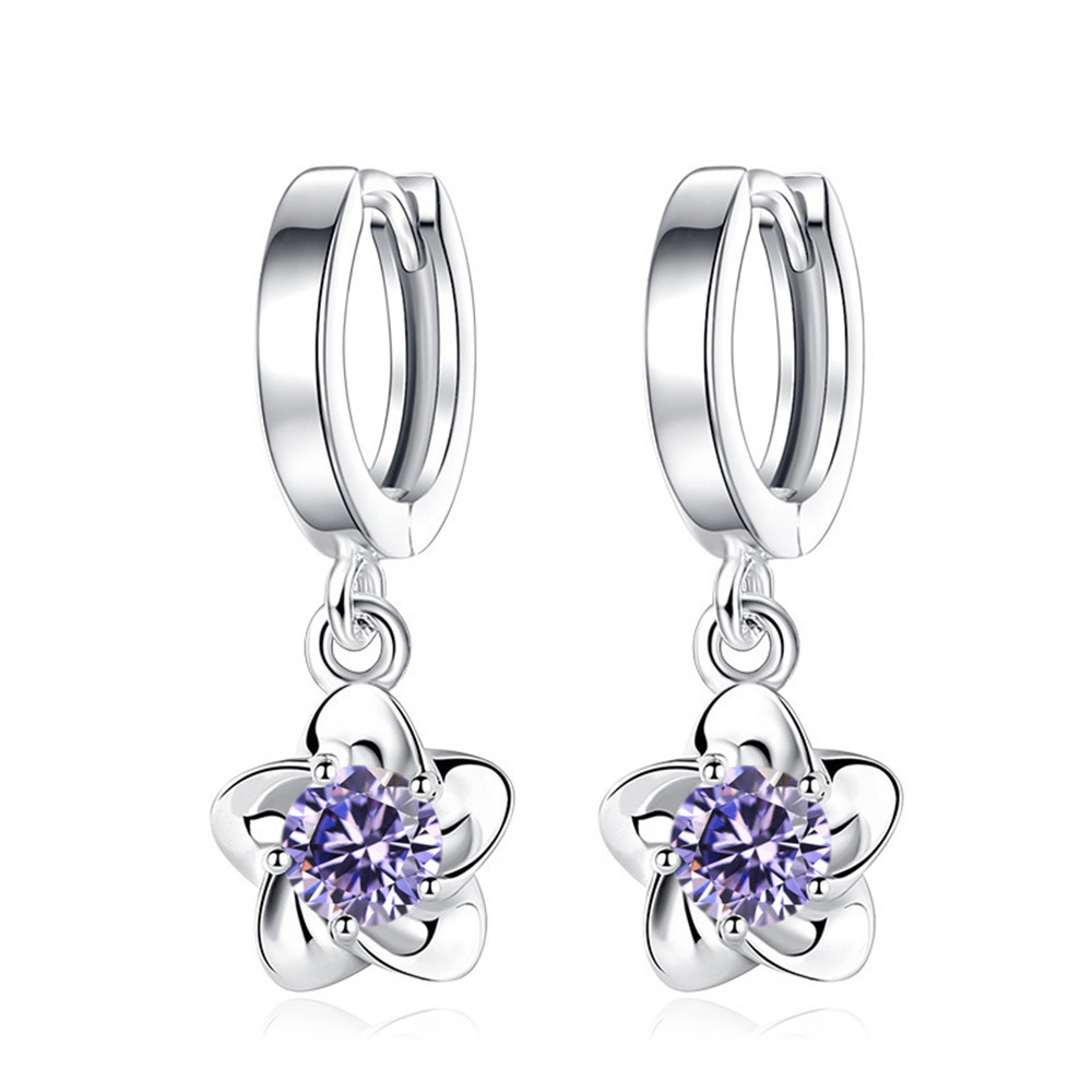 Elegant Zircon Plum Blossom Drop Earrings - Image 3