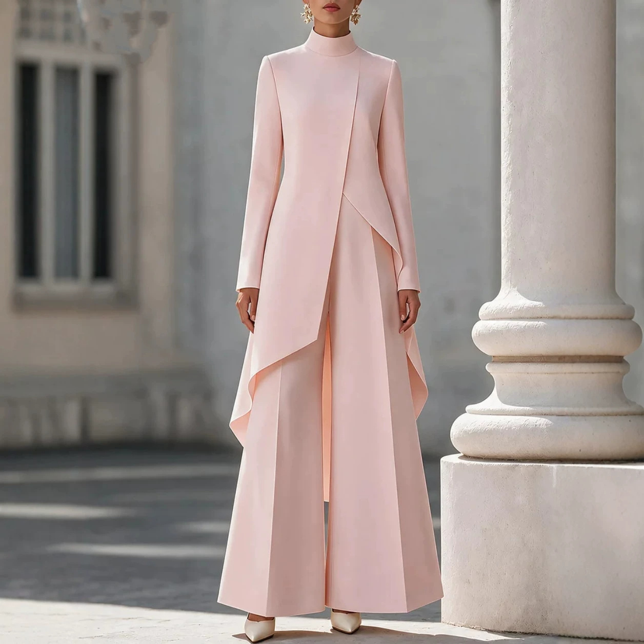 Womens Layered Wide-Leg Pants Set - Image 4