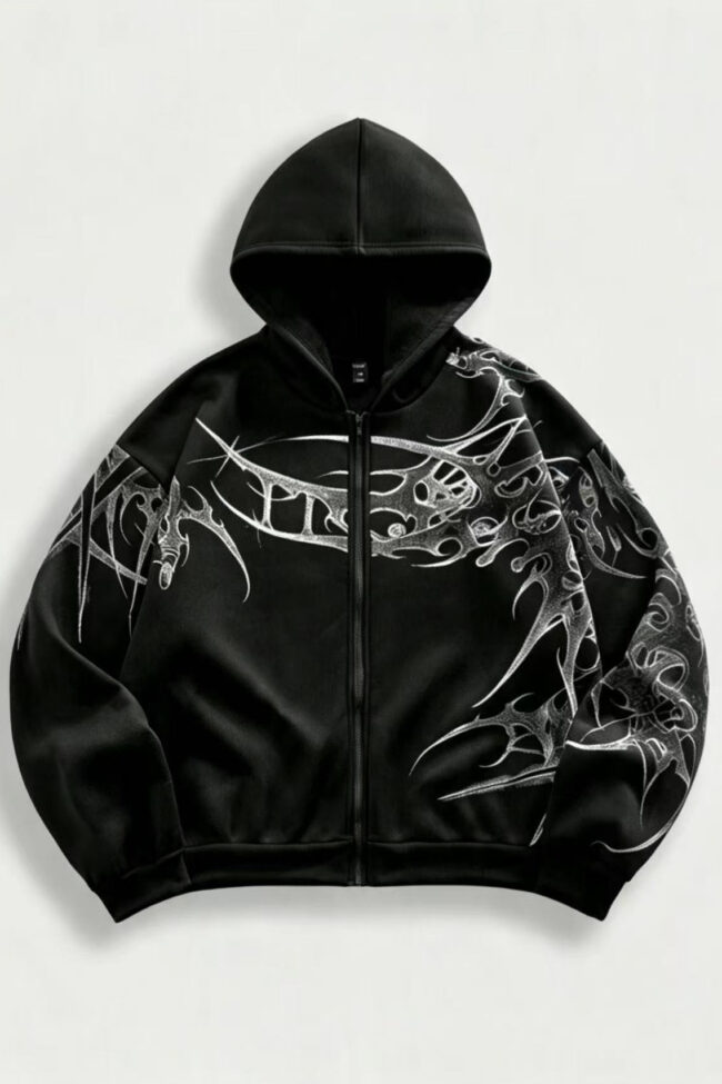 The Diane Gothic 3d Printed Hooded Sweatshirt Detail – La Rose Couture Tops & Blouses