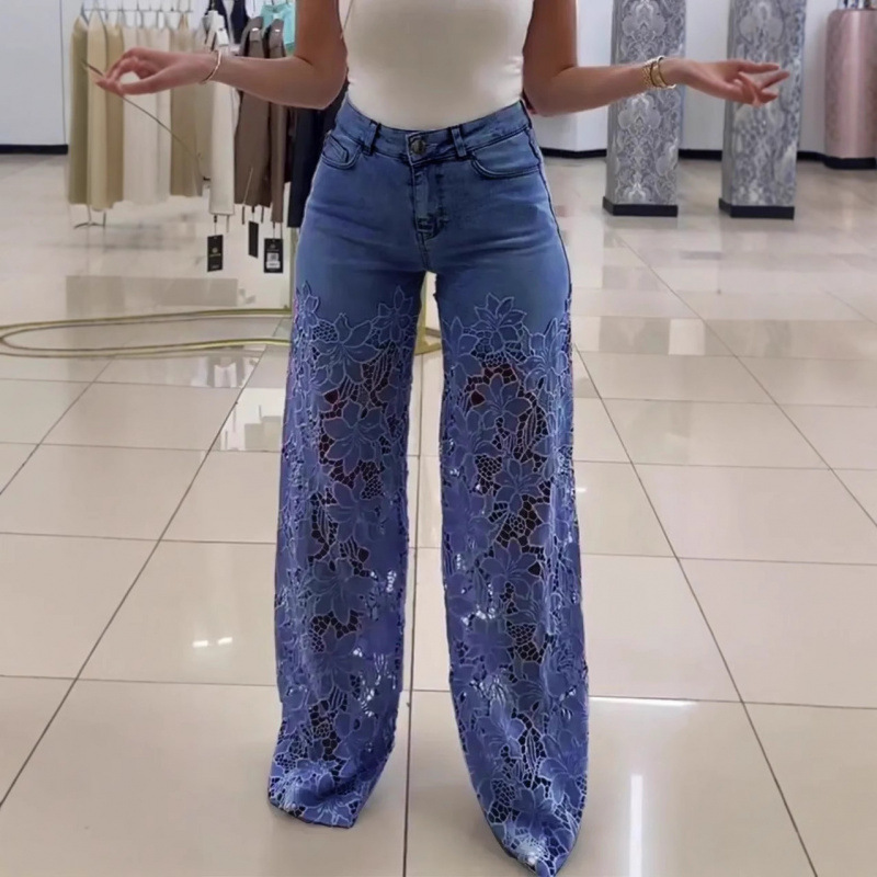 Women's High-Waist Wide-Leg Digital Print Drape Pants - Image 3