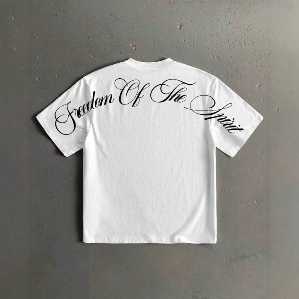 Vintage Letter Print Round Neck T-shirt - Image 2