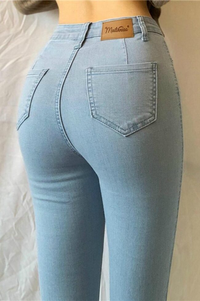 The Lucile Stretch Light Blue Denim Jeans – La Rose Couture Trousers & Skirts