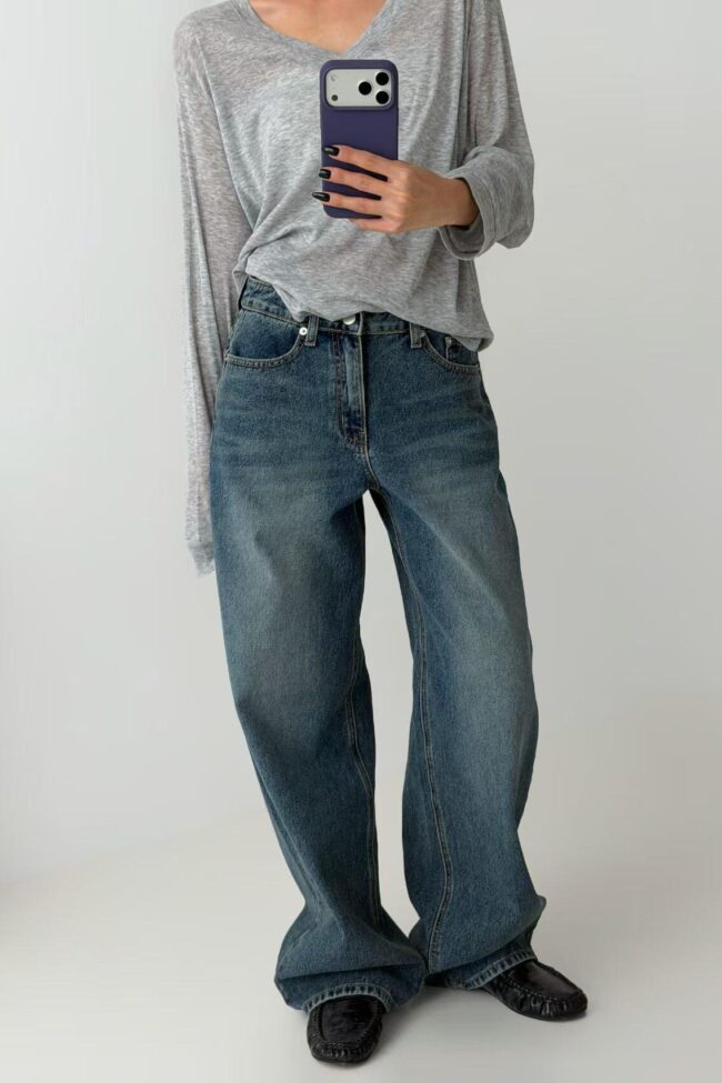 The Diane Mid High Waist Straight Leg Denim Jeans Detail – La Rose Couture Trousers & Skirts