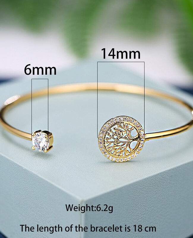 The Nina Simple Gold Plated Tree of Life Zircon Bracelet Detail – La Rose Couture Jewellery & Accessories