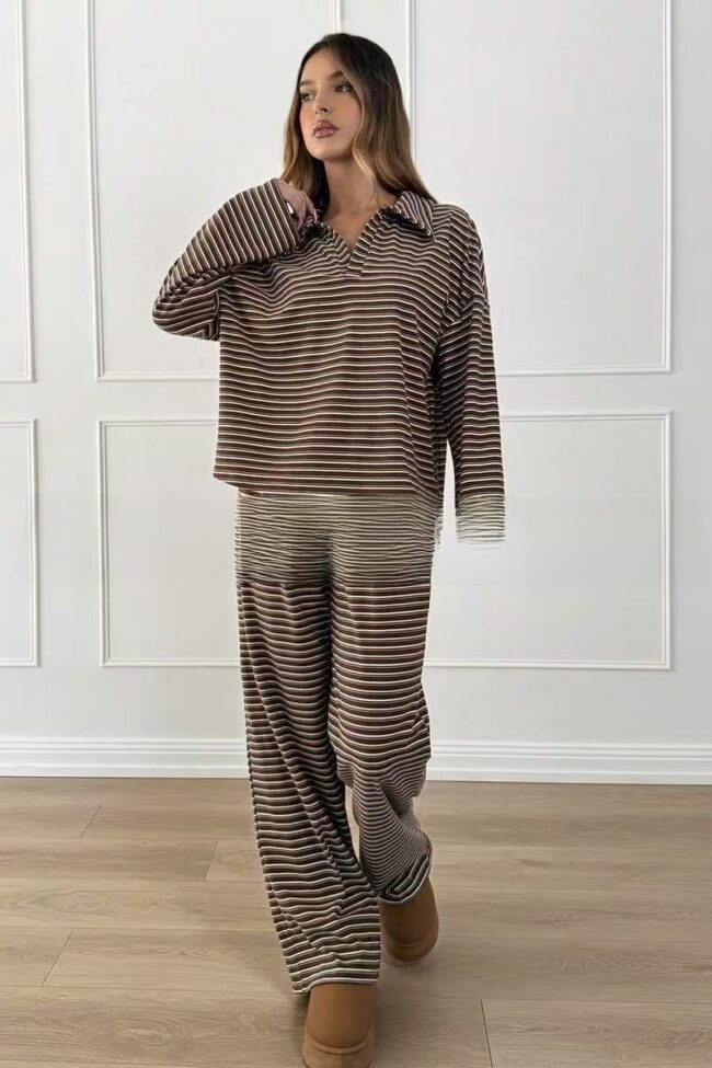 The Elodie Striped Wide Leg Pants Detail – La Rose Couture Trousers & Skirts