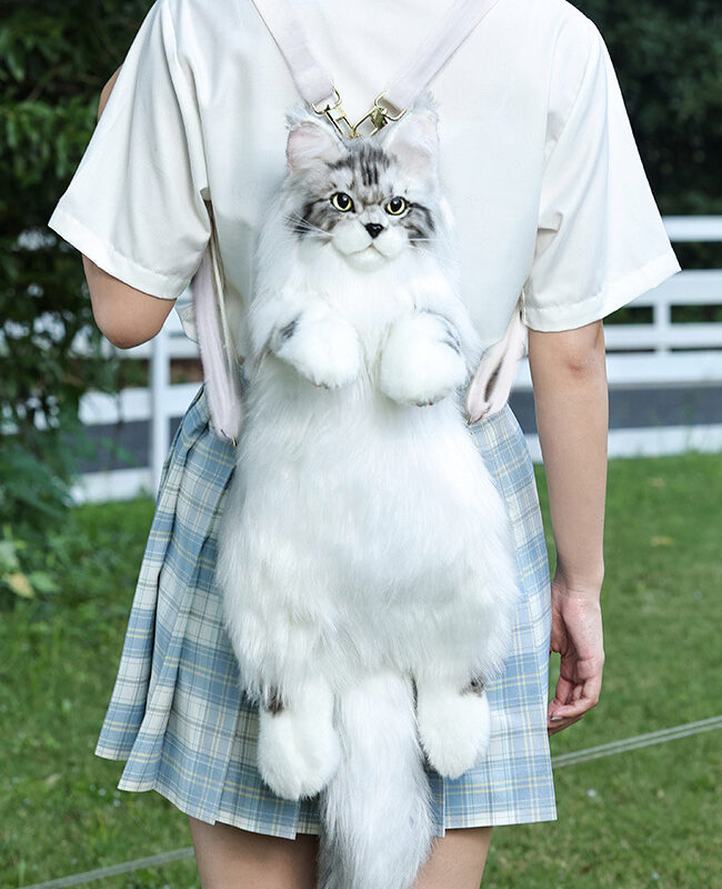 The Gaia Maine Gray Cat Backpack Simulation Bag Detail – La Rose Couture Handbags & Clutches