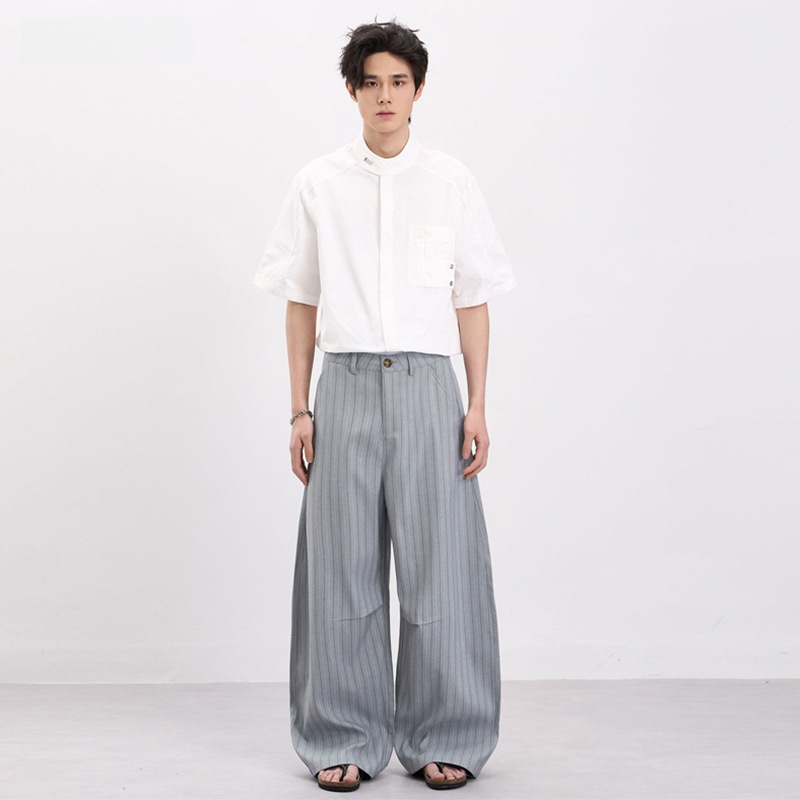 Retro striped loose wide-leg casual pants
