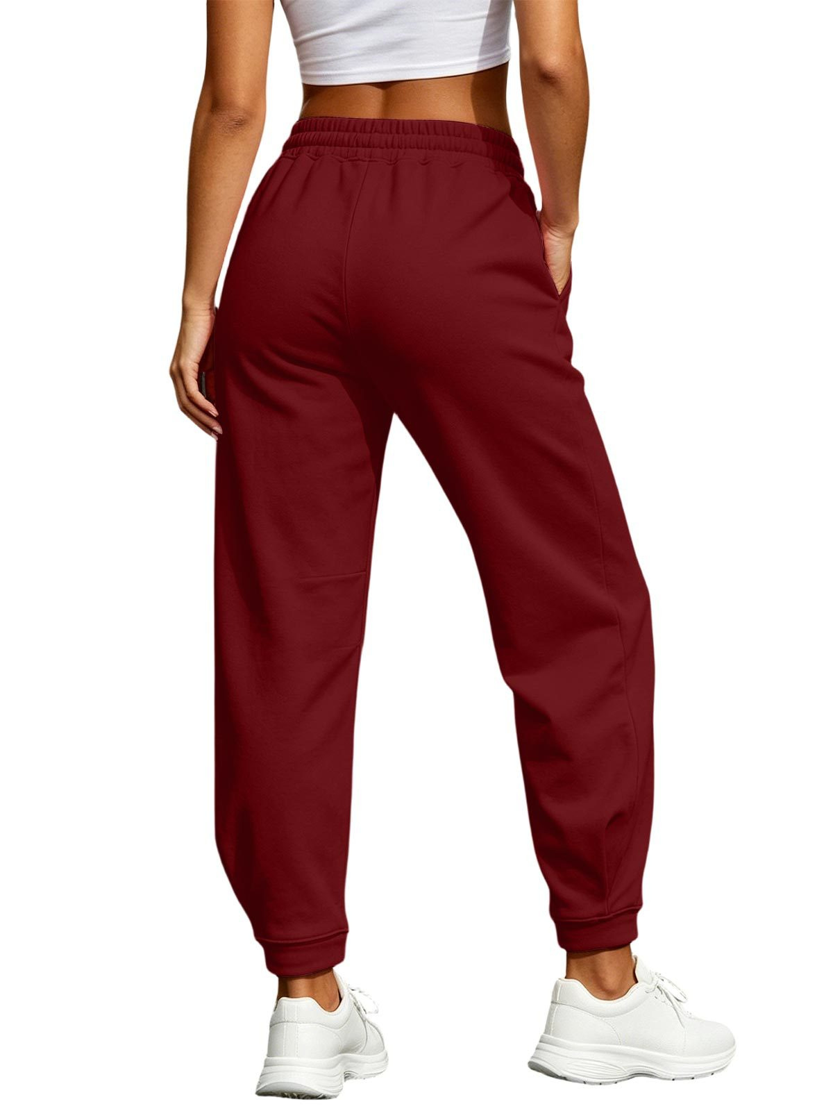 Women Fleece Lined Sweatpants Casual Joggers Drawstring Pants - Image 5