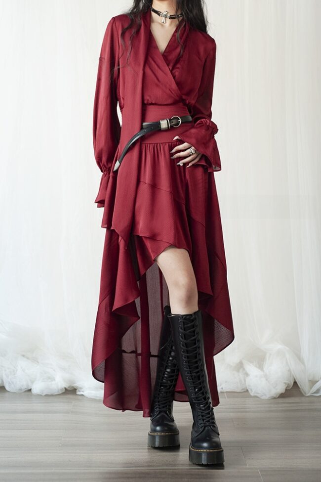 The Manon a Slimming and Powerful Blouse Style Skirt Detail – La Rose Couture Trousers & Skirts