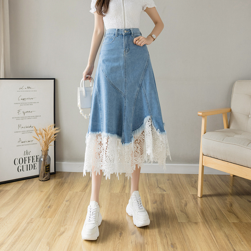 Women's A-Line High Waist Denim Midi Skirt - Image 4