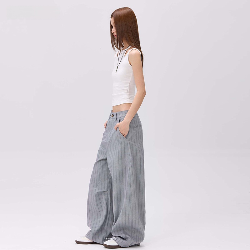 Retro striped loose wide-leg casual pants - Image 3