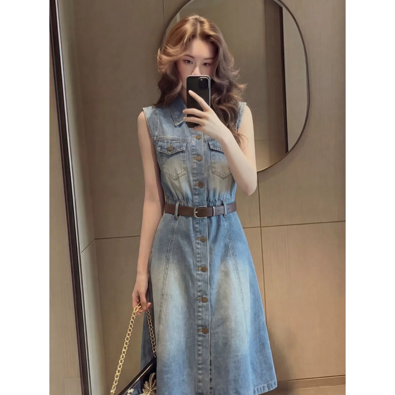 Sleeveless Denim Dress - Image 3