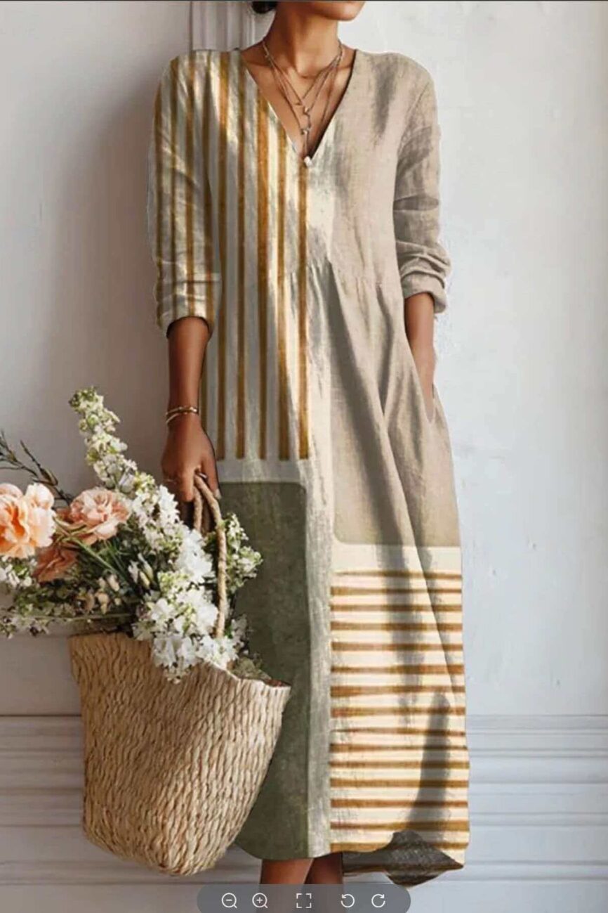 The Clothilde V Neck Printed Dress Detail – La Rose Couture Dresses & Gowns