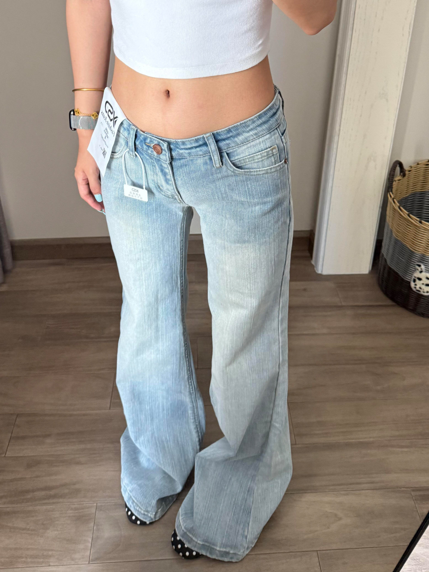 Women's low-waist slim-fitting straight-leg flared pants
