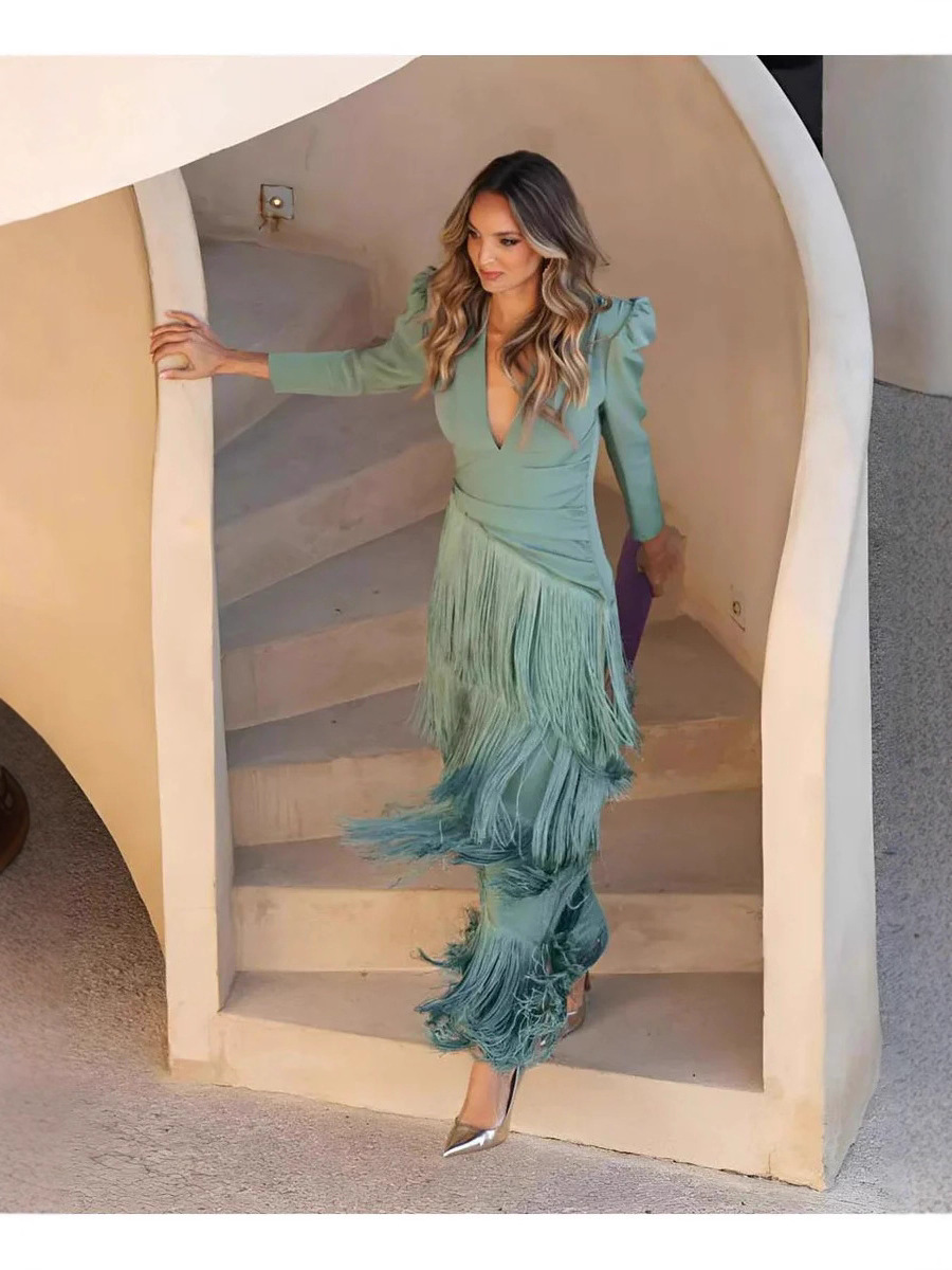 Elegant Tassel Maxi Evening Dress - Image 4