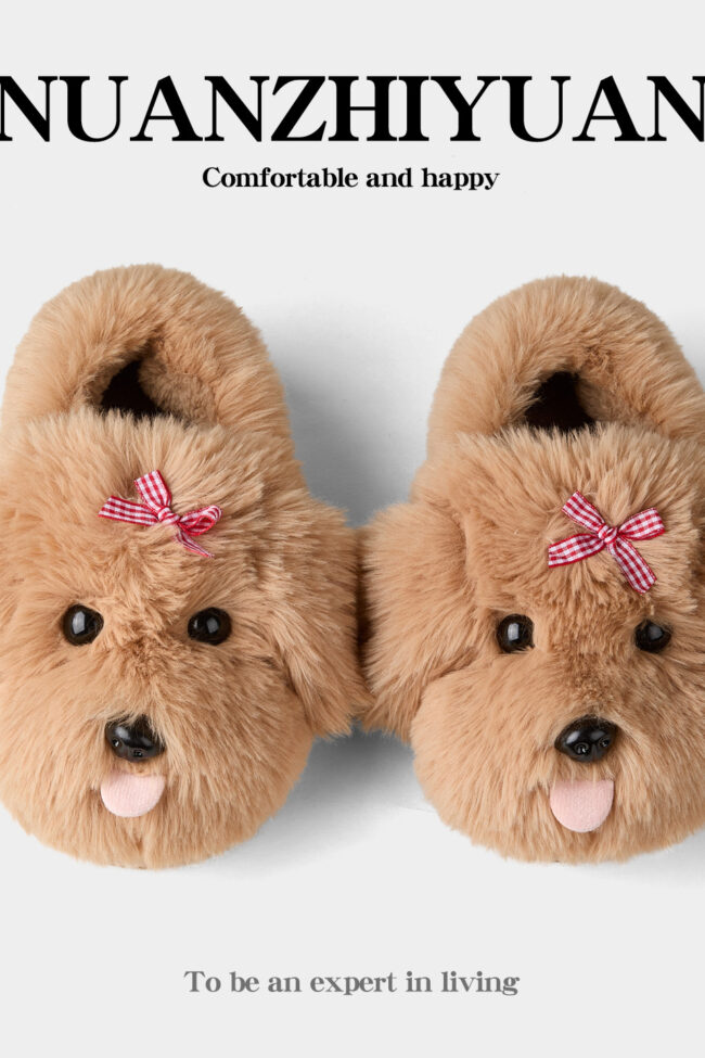 The Sibylle Cartoon Puppy Cotton Slippers – La Rose Couture Shoes & Footwear