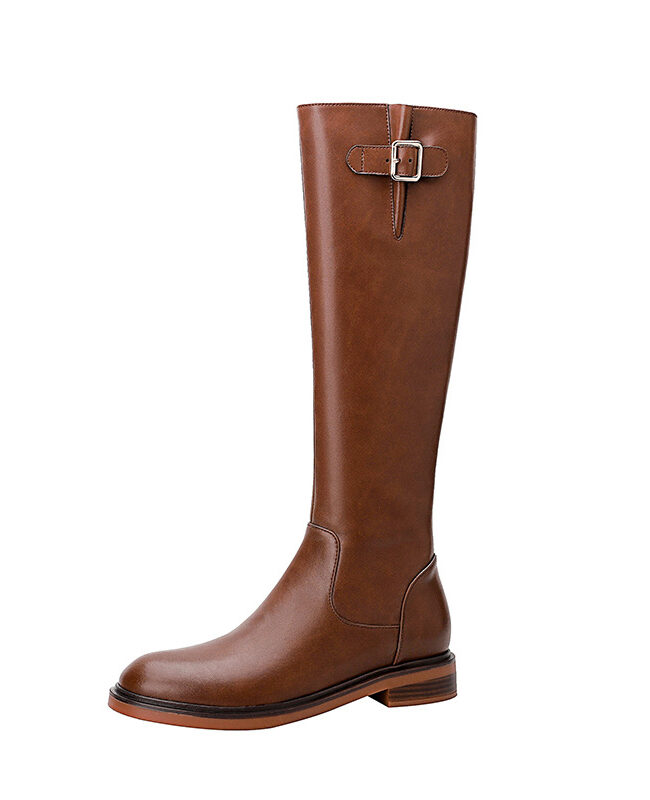The Renee Vintage Genuine Leather Knee High Riding Boots with Side Zipper Detail – La Rose Couture Shoes & Footwear