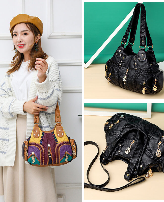 The Nina Trendy Patchwork Single Shoulder Bag Detail – La Rose Couture Handbags & Clutches