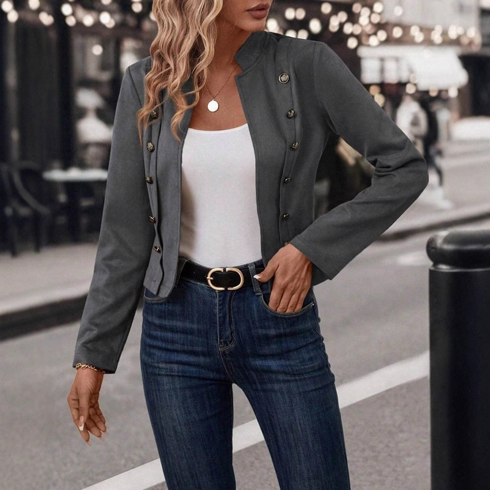Womens Retro Suede Double Breasted Coat - Image 4