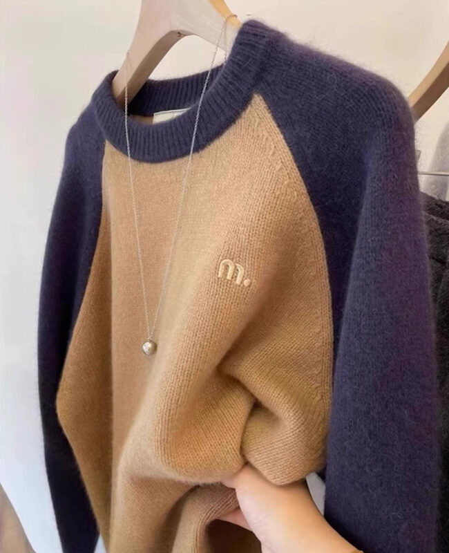 The Beatrice Contrast Sleeve Raccoon Velvet Pullover Sweater Detail – La Rose Couture Tops & Blouses