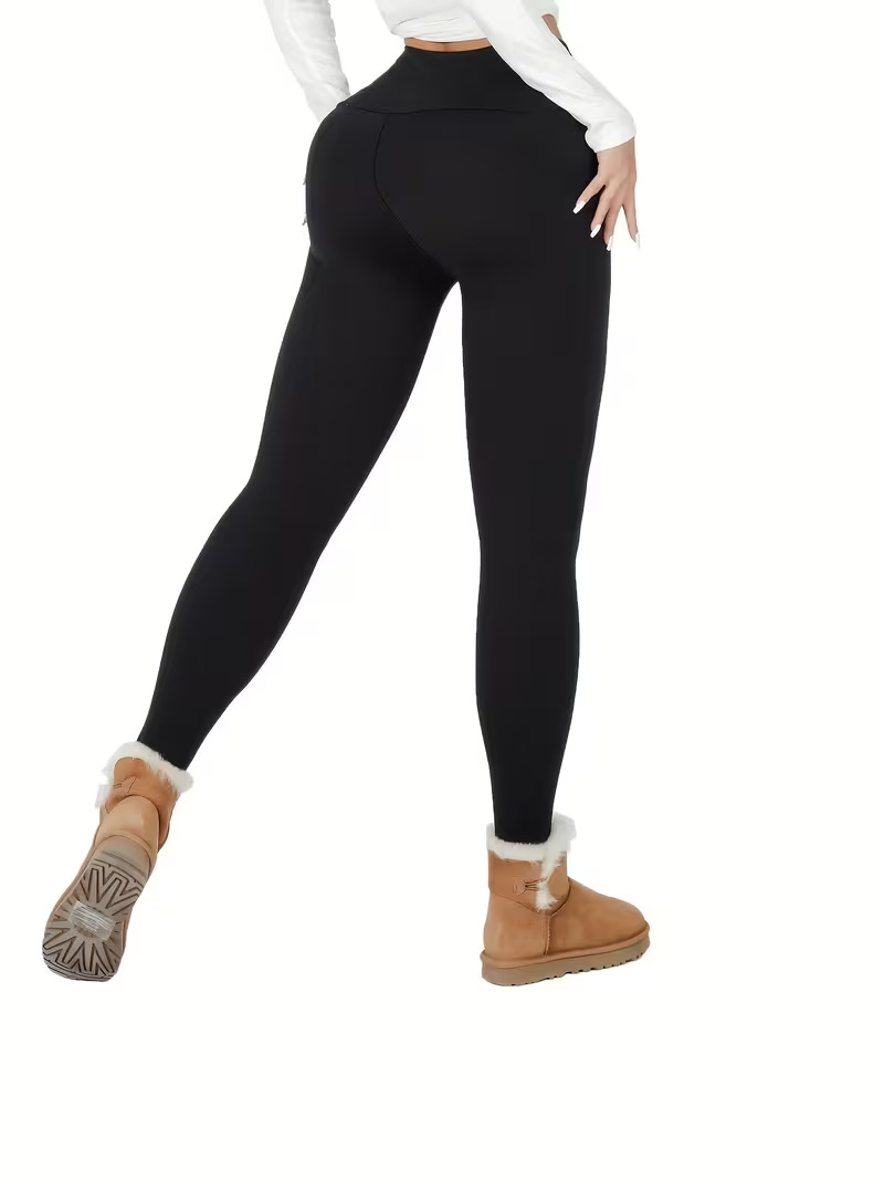 Women's Lambswool Fleece-Lined High-Waist Slim Fit Leggings - Image 4