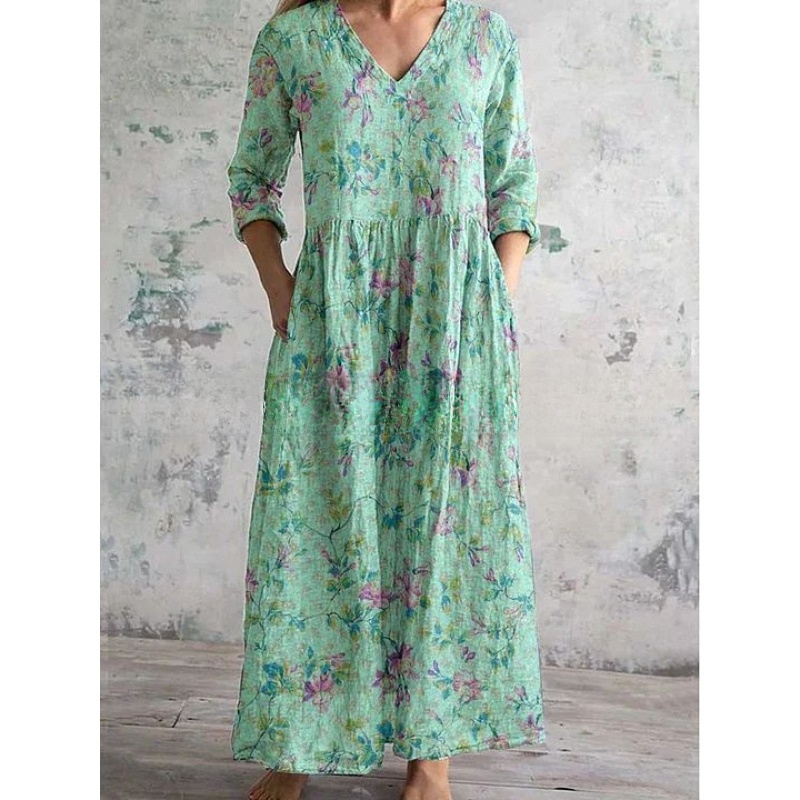 Printed Casual Loose Long Sleeve Dress - Image 5