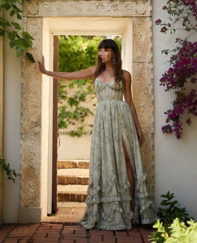 The Celine Parisian Floral Halter Neck Dress Detail – La Rose Couture Dresses & Gowns
