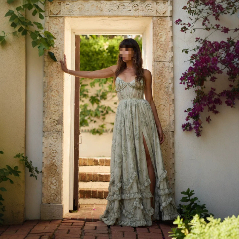 French Style Floral Halter Neck Dress - Image 2