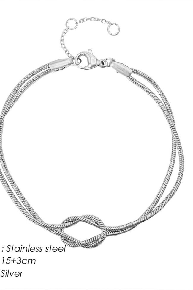 The Genevieve Titanium Steel Non Fading Knotted Snake Bone Bracelet – La Rose Couture Jewellery & Accessories