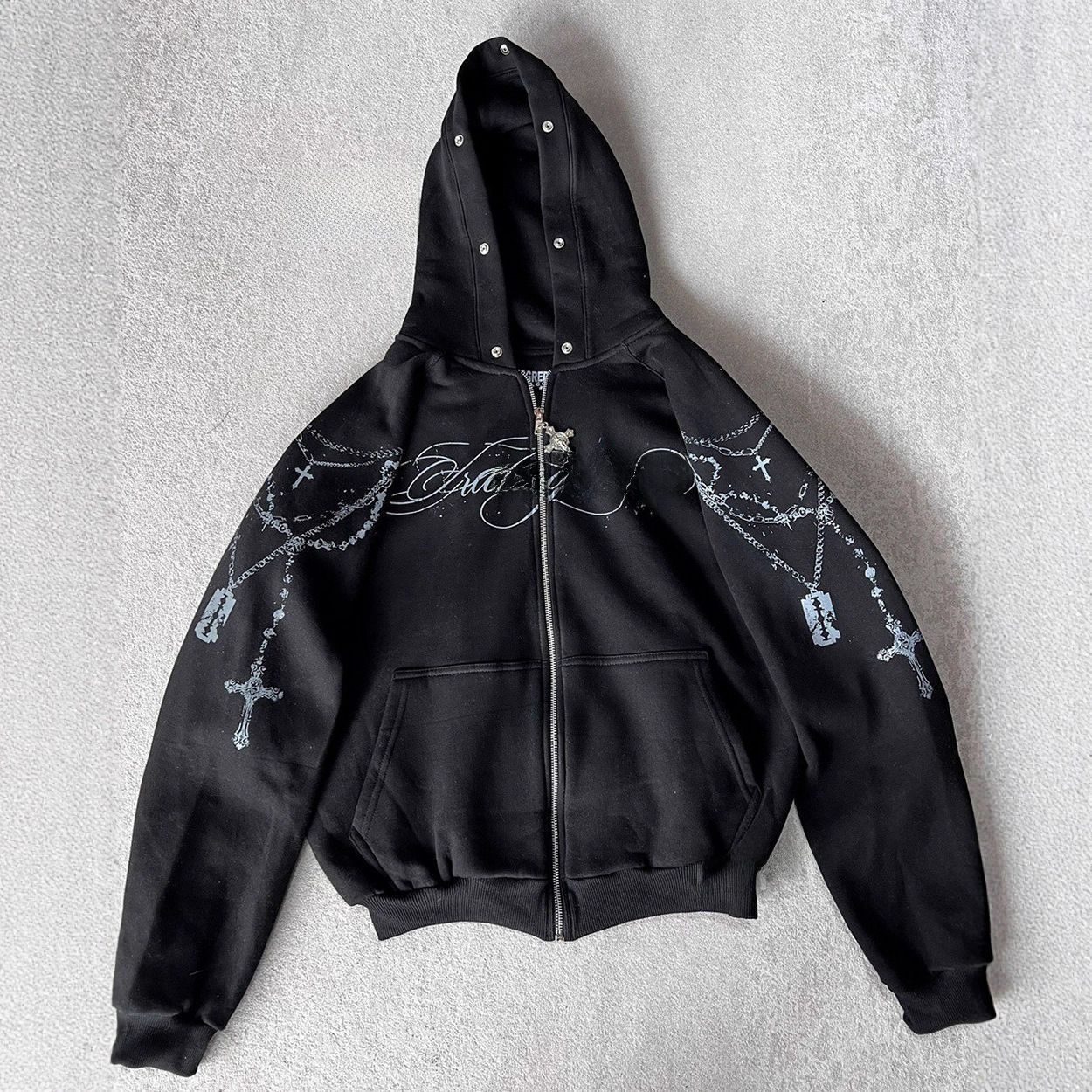 Printed Zipper Hoodie and Sweatpants Set - Image 3