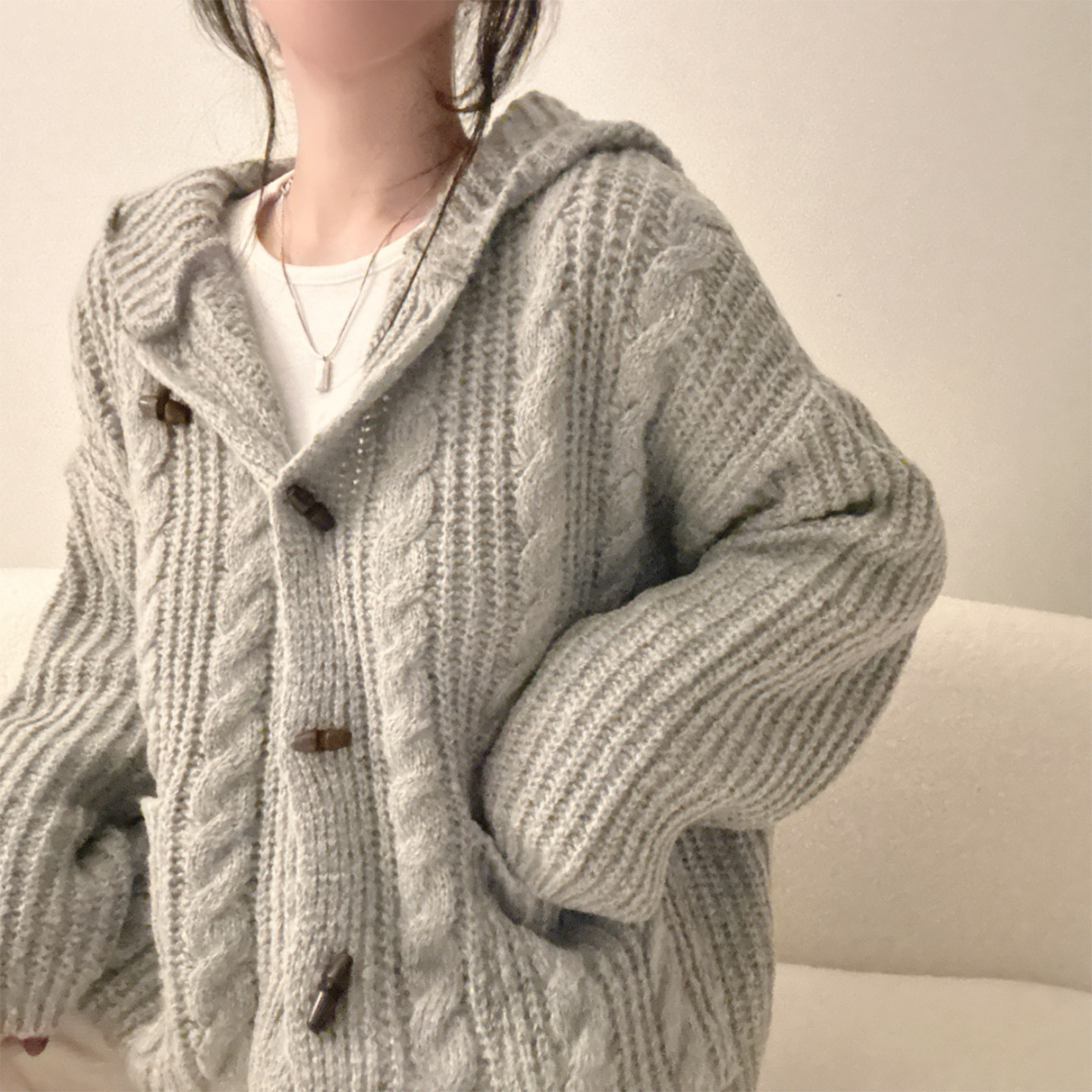 Women's Plaid Hooded Sweater Coat - Image 5