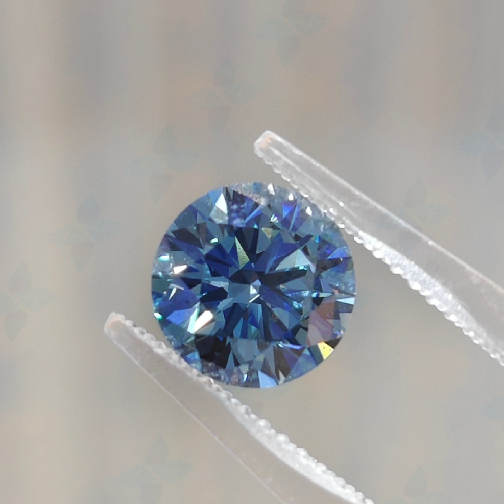 Lab Grown Blue Round Diamond IGI Certified - Image 2