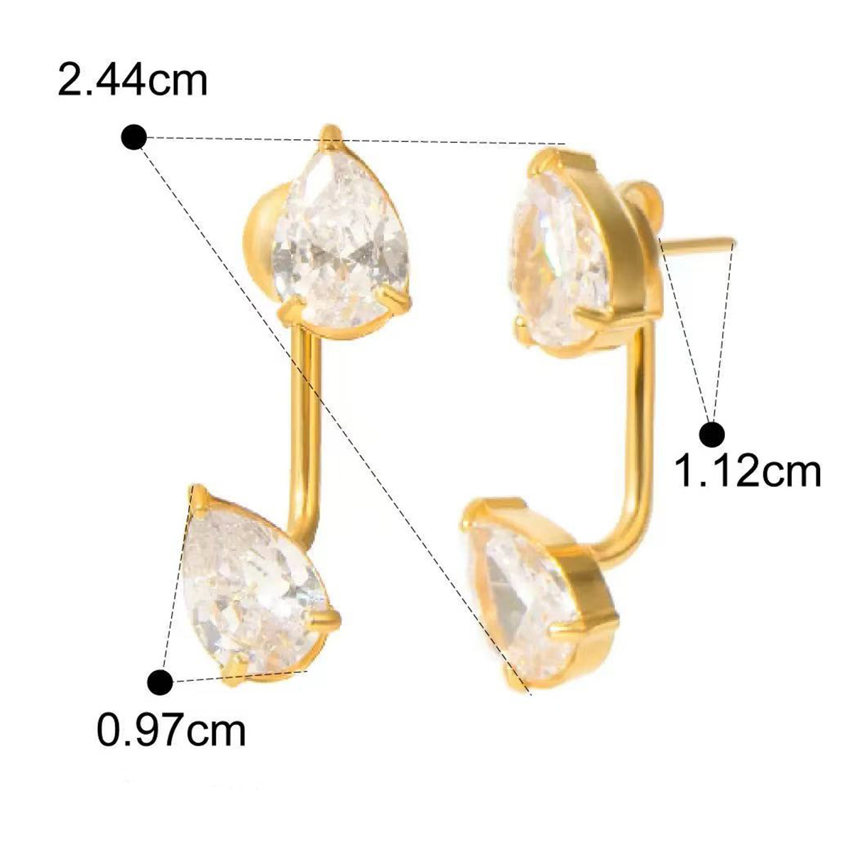 Geometric Water Drop Zircon Earrings - Image 5