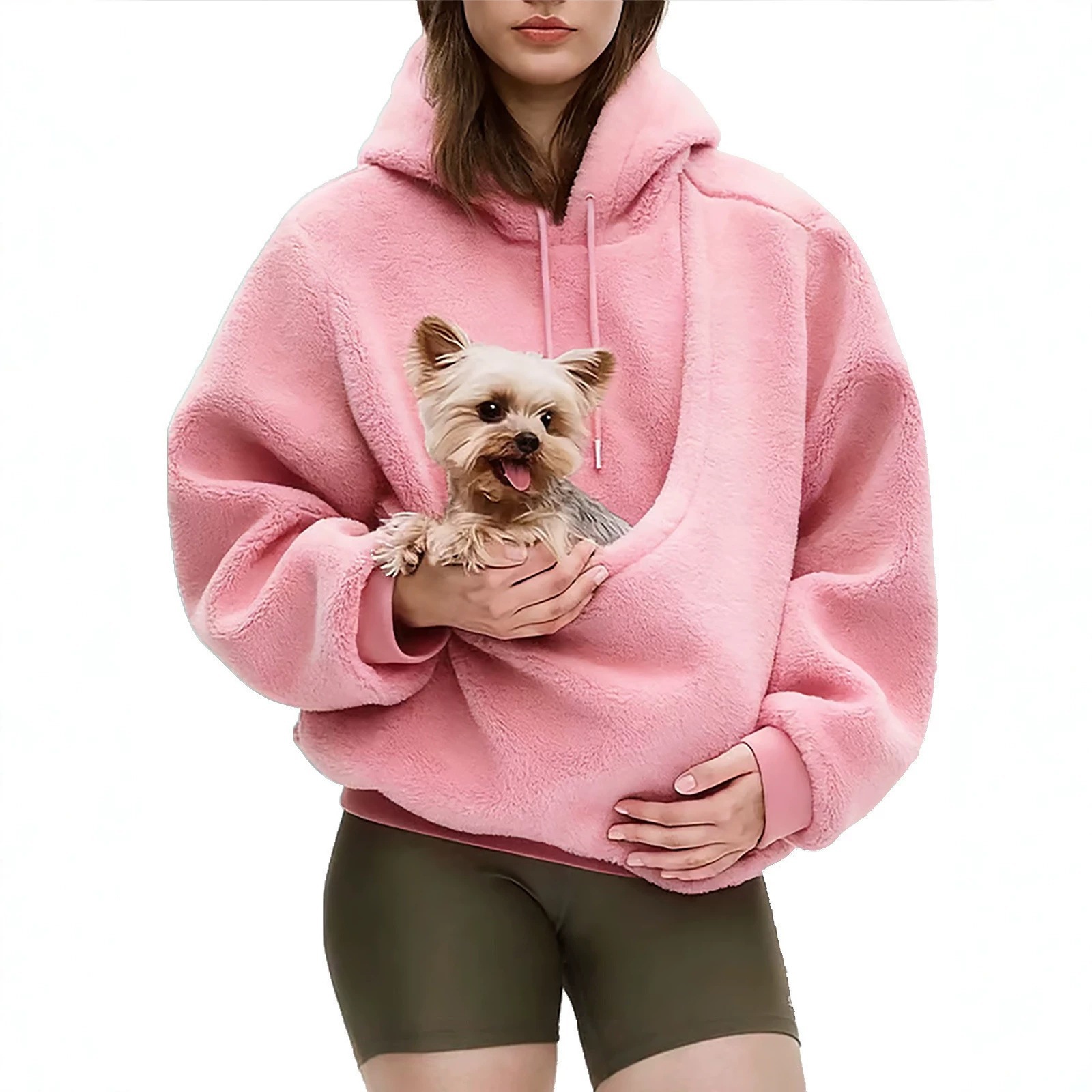 Women's Solid Hoodie with Kangaroo Pocket - Image 2
