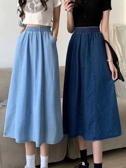 Women's mid-length new style patchwork casual denim skirt - Image 2