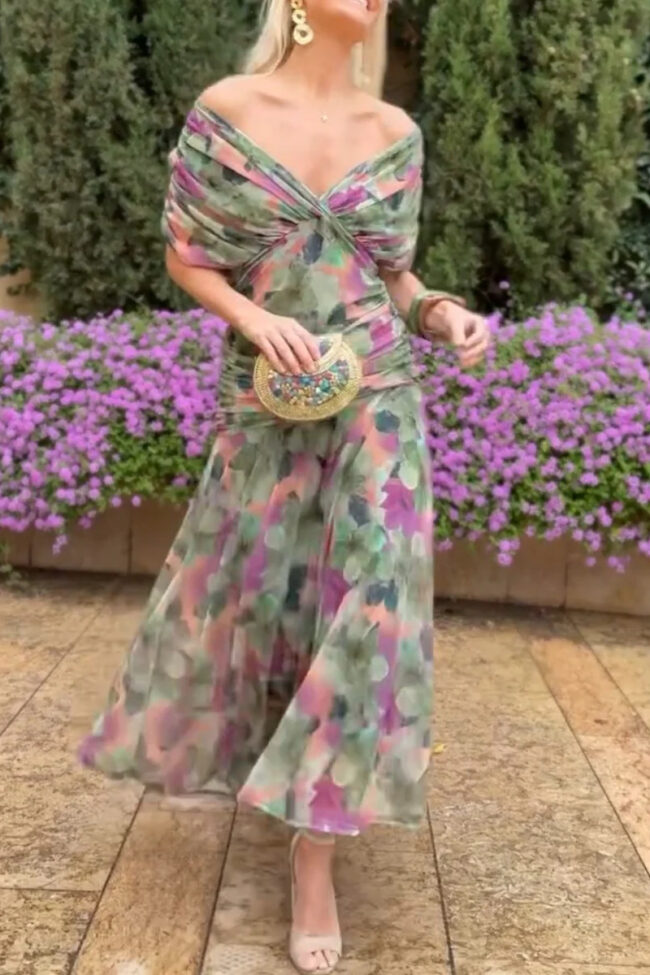 The Aurore Summer Netted Printed Halter Top Dress – La Rose Couture Dresses & Gowns