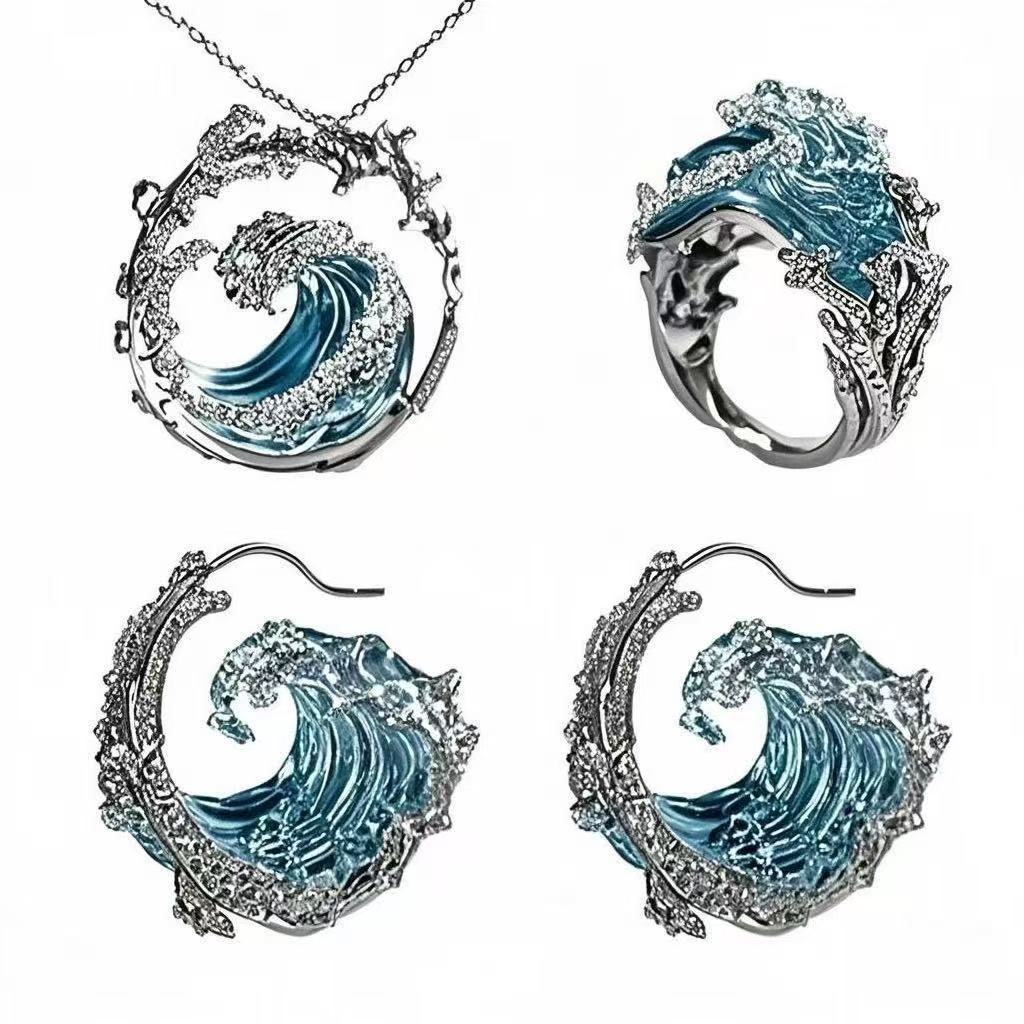 Creative Wave Resin Decoration Jewelry Set - Image 5