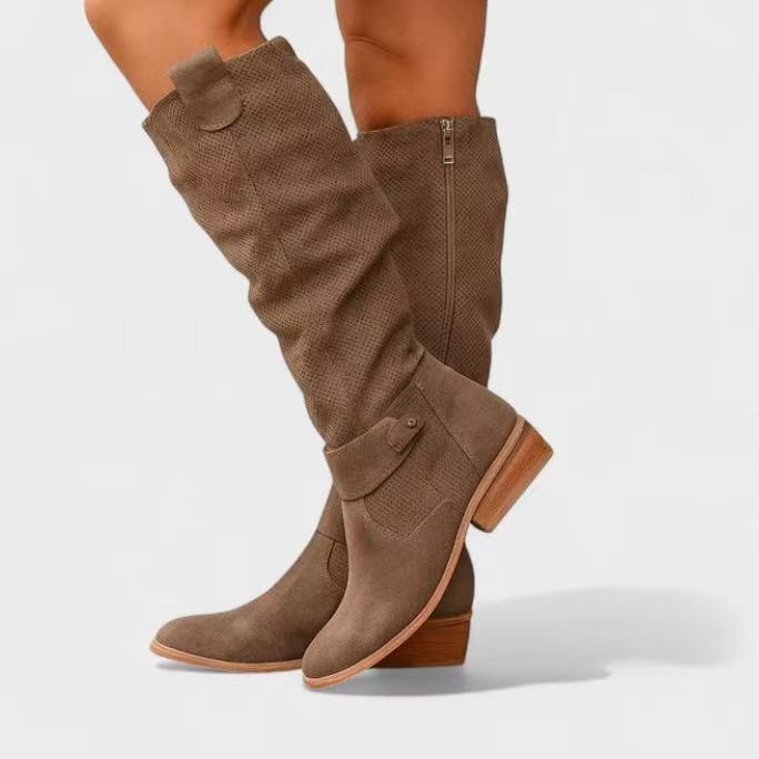 Side-zipper burnout high-top women’s boots - Image 2