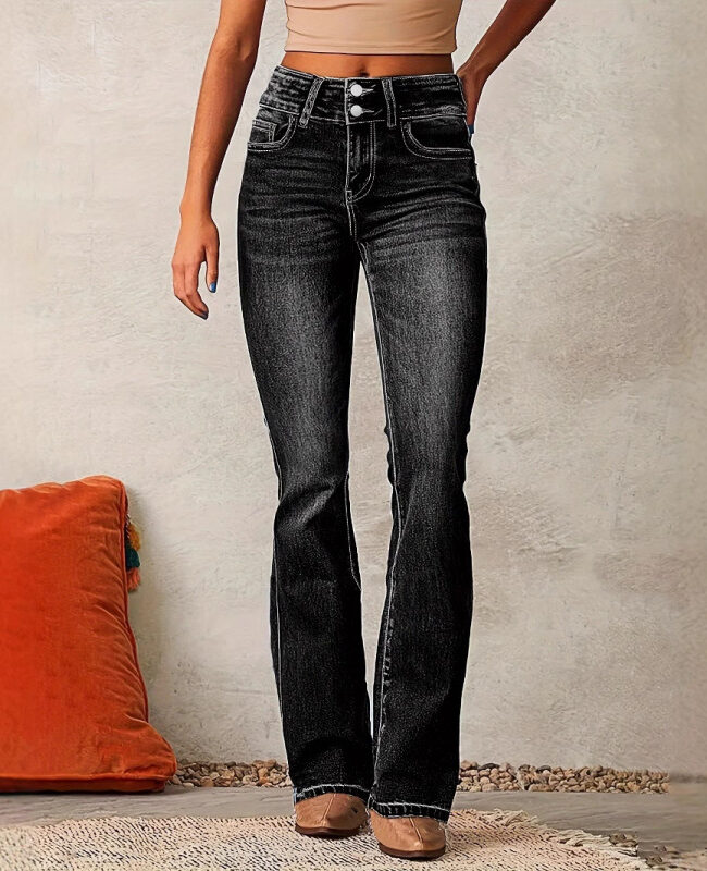 The Laure Washed Flared Long Pants Detail – La Rose Couture Trousers & Skirts